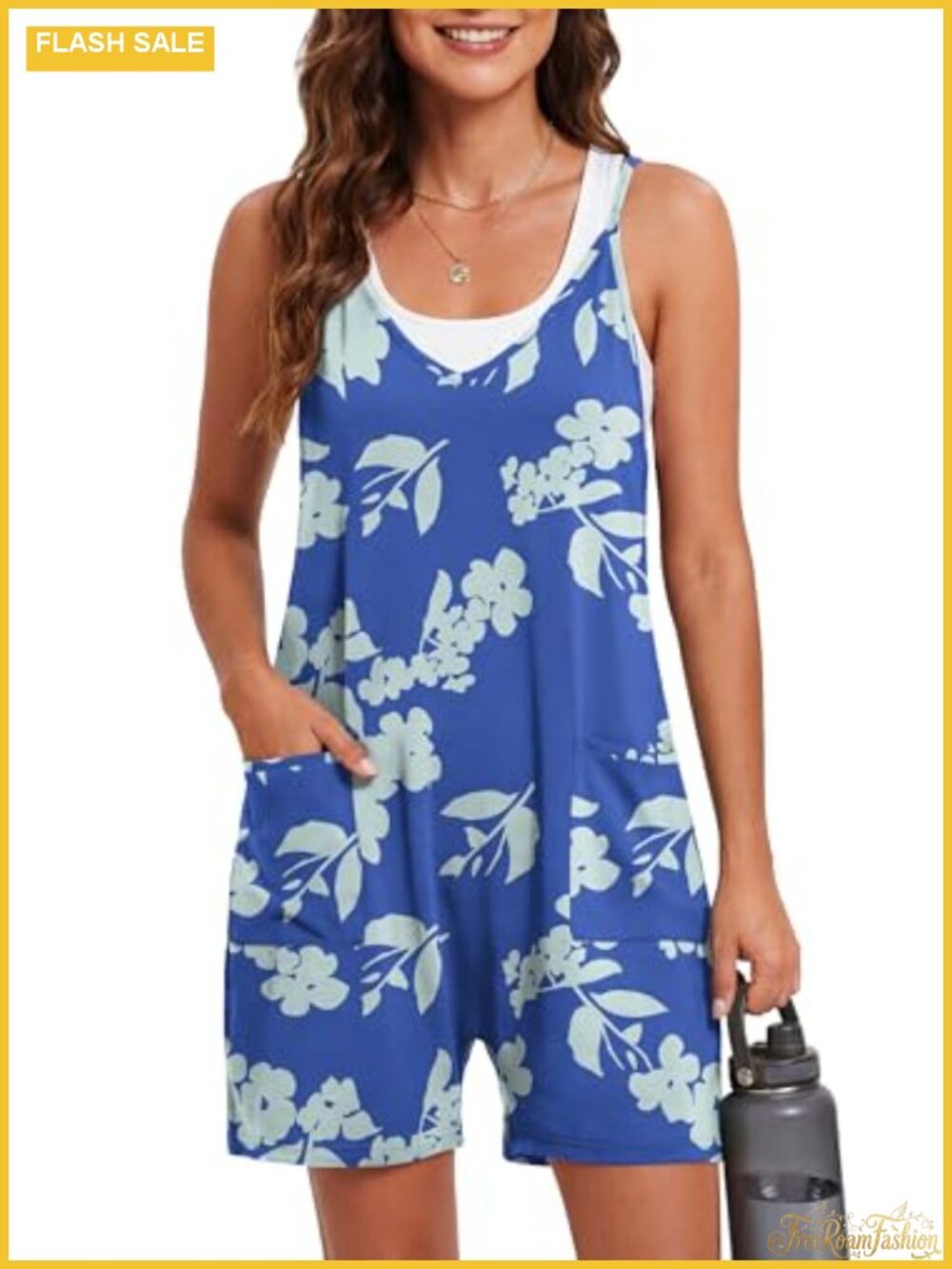 Women's Summer Casual Sleeveless Romper Jumpsuit with Pockets